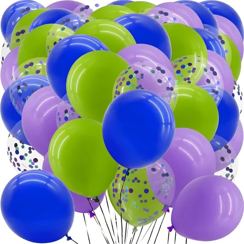Vista 14 de Globos verdes con globos de confeti, globos de látex de 12 pulgadas, 80 piezas para decoración de bodas, cumpleaños, baby shower, fiestas