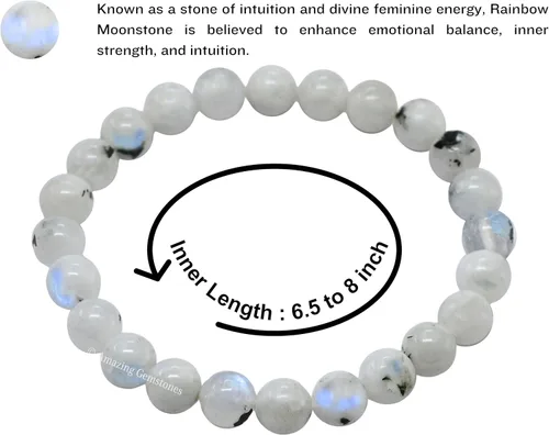 Vista 799 de Amazing Gemstone Pulsera de cristal para mujeres y hombres, pulsera de cristal curativo de protección, pulsera elástica con cuentas de piedras