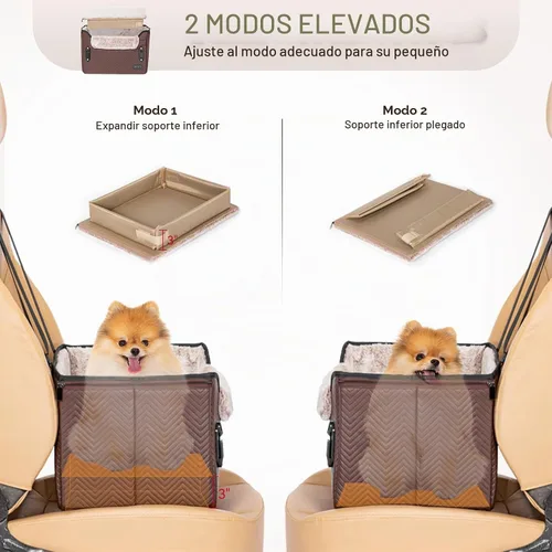 Vista 4 de PETSFIT - Asiento de automóvil impermeable, piel sintética, perros pequeños, hebillas seguras patentadas, correa de clip, cama transportadora