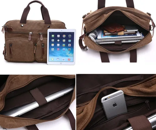 Vista 8 de Iblue Bolso de mensajero Mochila Bolso de hombro Maletín se adapta a 17.0 en el ordenador portátil # 7693, XL, Negro