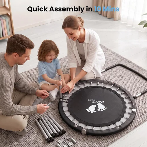 Vista 6 de RAVS 36" Toddler Trampoline for Kids Ages 1-6 with Thick Safety Pad Adjustable Foam Handle Easy Assembly Foldable Mini Kids Rebounder Baby