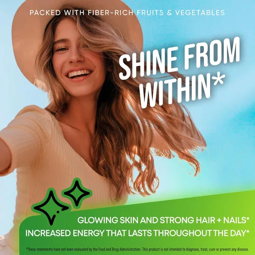 Vista 5 de Suplemento de frutas y verduras – Suplemento alto en fibra para inmunidad, intestino y energía – Super Rojos y Super Greens Suplementos con raíz
