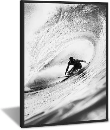 Vista 16 de Póster de surf oceánico azul de los años 90, arte de pared de verano y playa, surfista costero, hombres, deportes extremos de agua, impresiones