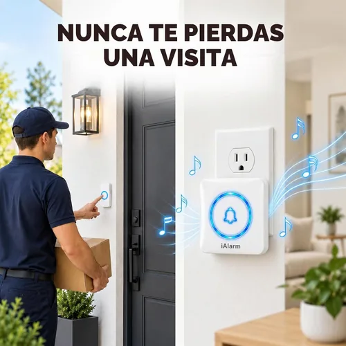 Vista 2 de Timbre inalámbrico con luz, 60 campanillas, color blanco