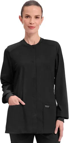 Vista 12 de Cherokee Workwear Profesionales Snap Front Warm-up Scrub Jacket Azul marino