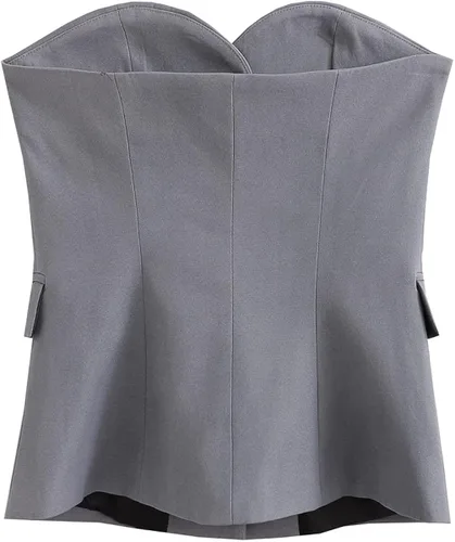 Vista 2 de Lerzykoy - Chaleco de traje sin tirantes para mujer, con botones frontales, chaleco formal con bolsillos