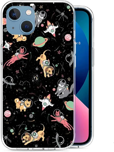 Vista 5 de Funda compatible con iPhone 12 Pro Max, funda protectora delgada y suave de poliuretano termoplástico a prueba de golpes con diseño de perros