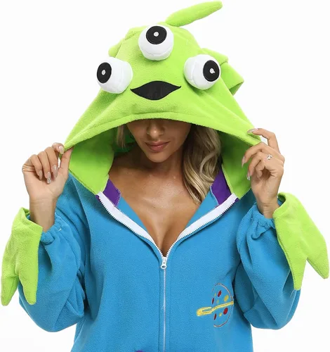 Vista 6 de Wishliker Halloween Stitch Kigurumi Onesie Zipper Pajamas Costume Unisex Adult