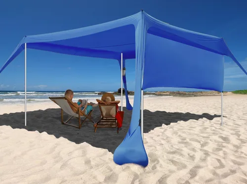Vista 7 de Beach Canopy Tent Shade with Sidewalls 10x10FT, 6.6FT Tall, UPF50+ Sun Shelter, Windproof & Water Resistant, Includes Guylines Sand Shovel Stability