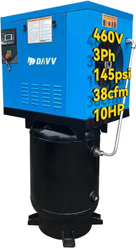 Vista 14 de Compresor de aire de tornillo rotatorio con tanque vertical 10HP 230V 3-Ph Davv-lgjgp007tu2