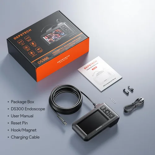 Vista 9 de DEPSTECH Endoscopio industrial de doble lente, cámara de inspección digital de boroscopio 1080P, cámara impermeable IP67 de 0.311 in, cámara de Negro