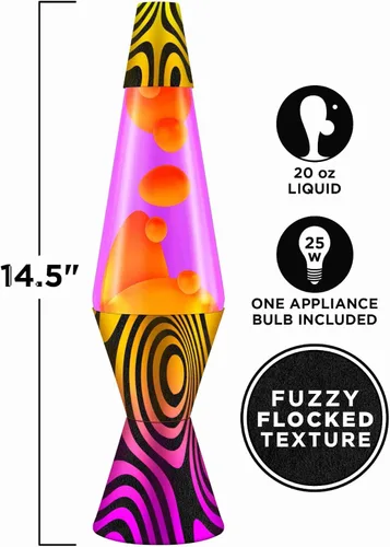 Vista 7 de Lava® Lámpara - Base Groovy Gradient Flocado de 14.5" - La Luz de Movimiento Original - Cera Amarilla y Líquido Morado - Artículo #2015