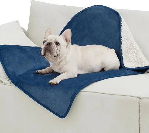 Vista 93 de Bedsure - Mantas impermeables para perros pequeños - Manta de felpa de sherpa con impresión suave lavable para perros y gatos, protector de muebles