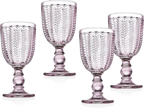 Vista 5 de Godinger Vaso de vidrio de sarga para vino blanco, color verde esmeralda, juego de 4