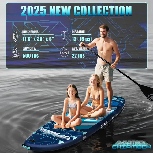 Vista 2 de UPWELL 11'6"×35" Extra Wide Inflatable Paddle Board, Stand Up Paddle Board for Youth & Adults, Stable Design, Premium SUP Accessories, 120L