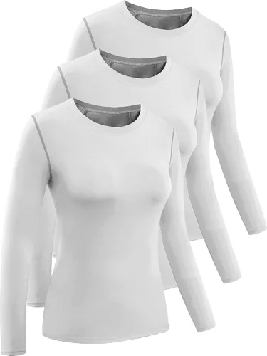 Vista 42 de CADMUS Paquete de 1 o 3 camisetas de entrenamiento de manga larga para mujer, camiseta de compresión de ajuste seco para correr