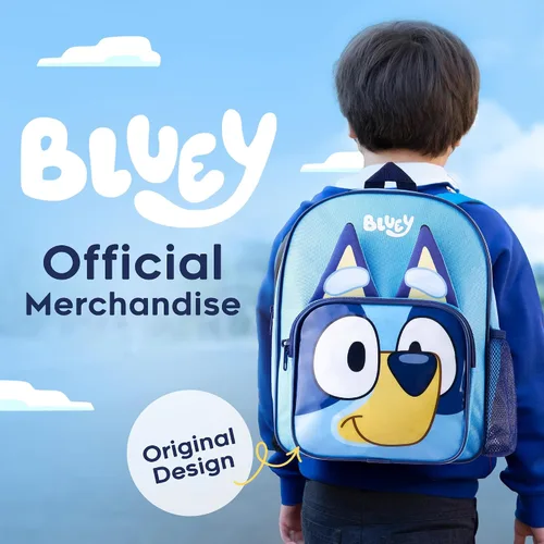 Vista 4 de Bluey Mochila, mochila para niños con interior espacioso, bolsillos laterales de malla, linda mochila para niños y niños pequeños con correas