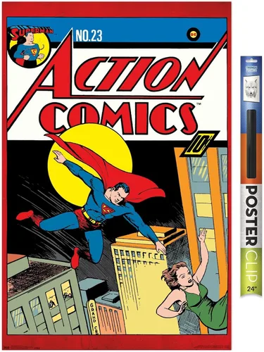 Vista 19 de Trends International DC Comics - Póster de pared de Superman - Action Comics 23, 14.725 x 22.375 pulgadas, versión enmarcada de madera de granero