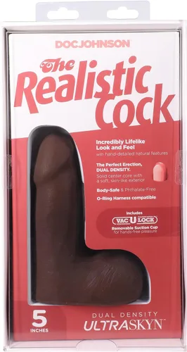 Vista 4 de Doc Johnson El consolador realista ULTRASKYN de 5 pulgadas con ventosa extraíble Vac-U-Lock, compatible con máquina F y arnés, solo para adultos