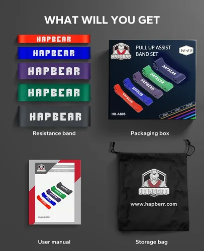 Vista 7 de HAPBEAR Pull Up Assistance Bands - Pull Up Bands - Resistance Bands - Exercise Bands Resistance Bands Set - Workout Bands for Working Out
