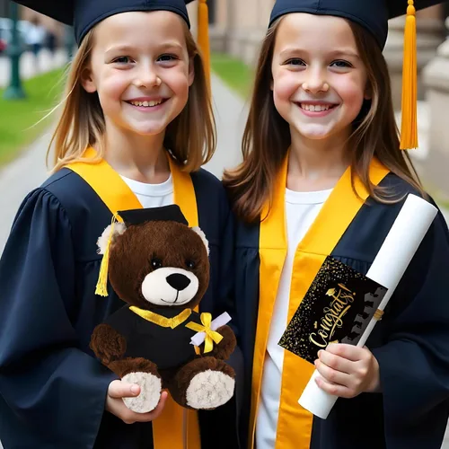 Vista 6 de Oso ZJoey con gorra de graduación Juguetes Clase de 2025 Oso de peluche Teddy Bear Animal con gorra y toga con tarjeta de felicitación y bolsa