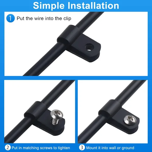 Vista 5 de VIPMOON 100 abrazaderas de cable tipo R de 1/2 pulgada, clips de plástico de nailon con tornillos, sujetadores de cable de montaje para gestión