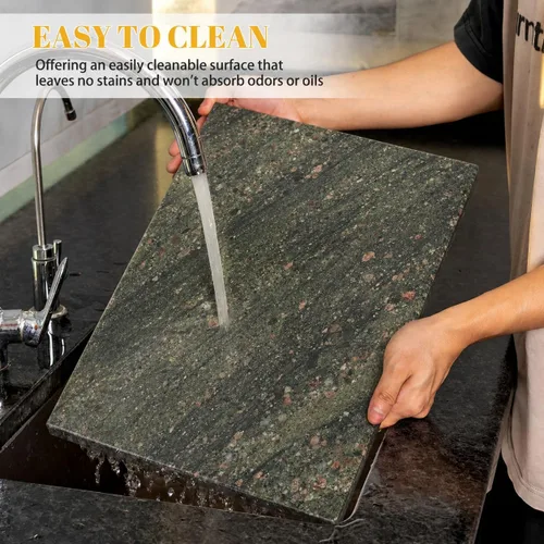 Vista 7 de Tabla de cortar de granito Koville para cocina, tabla de queso de losa de mármol grande de 16x12 pulgadas, tabla de servir rectangular para hornear