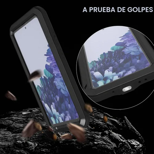 Vista 8 de LOVE MEI Funda militar resistente para Samsung Galaxy S20 FE 5G, con protector de pantalla de vidrio templado, a prueba de golpes, a prueba de Negro