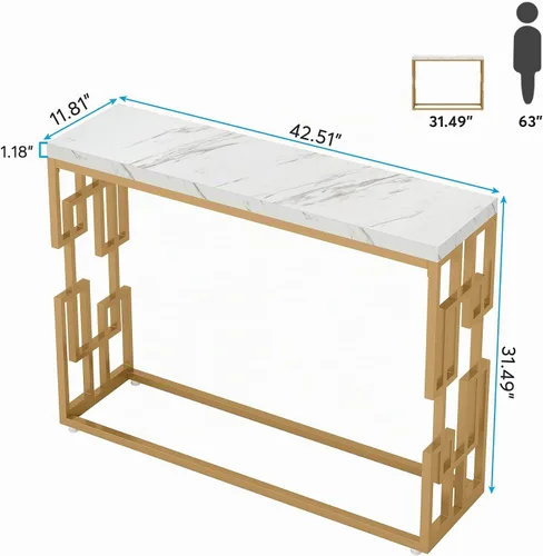 Vista 2 de Tribesigns Mesa consola moderna para entrada, mesa de sofá de 42.5 pulgadas con mesa de mármol sintético, muebles de entrada de madera de ingeniería
