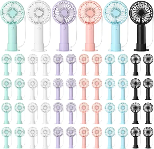 Vista 45 de Tujoe Mini ventilador de mano potente de 3 velocidades, ventilador personal pequeño portátil recargable con base USB para mujeres, maquillaje