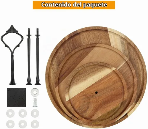 Vista 3 de Soporte de madera para cupcakes de 3 niveles, bandeja escalonada para servir cupcakes, torre, bandeja de postre de madera para granja, boda