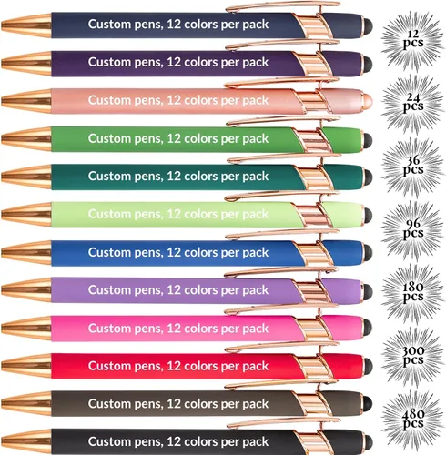Vista 9 de Bolígrafos personalizados (paquete de 12) – Bolígrafos de metal grabados personalizados con nombre/logotipo, bolígrafos personalizados a granel