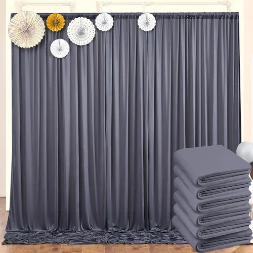 Vista 60 de Cortinas de fondo negras negras sin arrugas para fiestas, cortinas de tela gruesa para telón de fondo de fotos para cumpleaños, bodas, baby shower