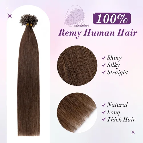 Vista 3 de Extensiones de cabello humano con punta en U, con queratina de fusión caliente, extensiones de cabello humano real, extensiones de cabello Remy