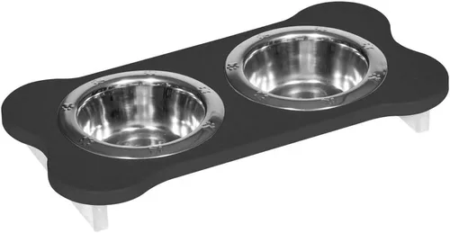 Vista 229 de Poly Lumber - Comedero doble de hueso mediano de 2 cuartos de galón, color negro