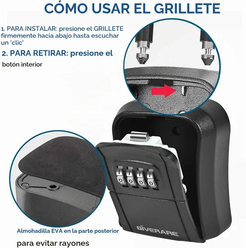Vista 5 de Caja de bloqueo de llave, caja de bloqueo de combinación de 4 dígitos para montaje en pared, impermeable para exteriores, caja de contraseña segura
