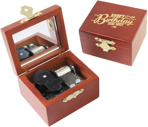 Vista 31 de Youtang - Caja de música de madera tallada con mecanismo de cuerda, regalo de Navidad, cumpleaños, Día de San Valentín