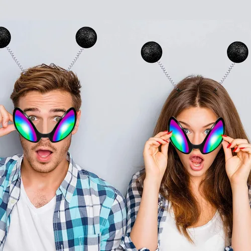 Vista 3 de Diadema de alienígena y gafas, diadema de antena marciana alienígena, accesorio de recuerdo de fiesta para adultos y niños