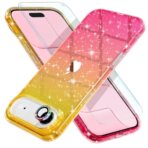 Vista 33 de Choiche, funda para iPhone 14 de mujer, brillante, protección de grado militar, 2 cubiertas de lentes de cámara Diamond, 2 protectores de vidrio