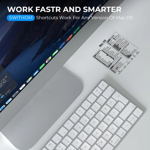 Vista 6 de Pegatina de acceso directo de Mac - Pegatina de atajos de Mac OS (M1+Intel), calcomanías de atajos de teclado para computadora portátil, compatible