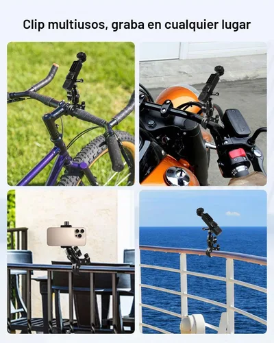 Vista 7 de Kit de soportes para manillar de abrazadera de cámara de bicicleta, cubierta protectora de cámara para parasol de lente compatible con DJI Osmo