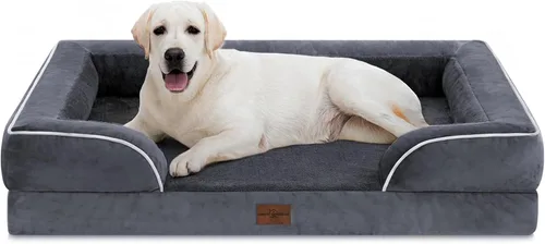 Vista 101 de Comfort Expression - Cama ortopédica para perros medianos, 28 x 19 pulgadas, cama impermeable y de apoyo de espuma con cojines removibles, sofá