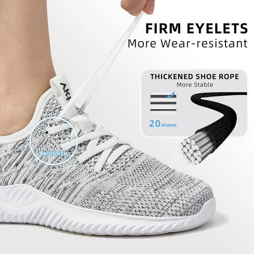 Vista 5 de Akk - Zapatos deportivos sin cordones para mujer, diseño ligero de espuma viscoelástica para caminar, gimnasio, viajes, trabajo o uso informal