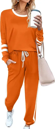 Vista 132 de Aloodor conjunto deportivo de 2 piezas para mujer, con sudadera con cuello redondo, sin botones