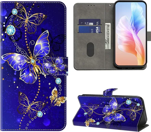 Vista 14 de Funda para Moto G 5G 2022, Moto G 5G 2022, funda protectora de piel sintética con tarjetero para Motorola Moto G 5G 2022 - Rosa azul