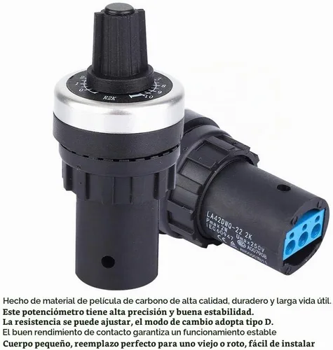 Vista 8 de Potenciómetro de montaje en panel 0.866 in 2K 2W película de carbono