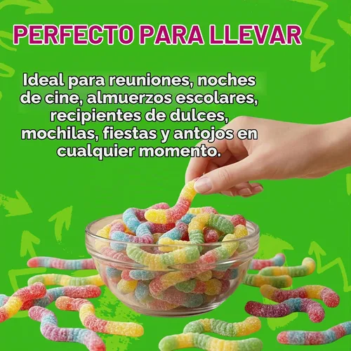 Vista 4 de ChewzMe Gusanos de Gomita Ácida, Dulces de Gomita Ácida, 6 oz (Paquete de 1)