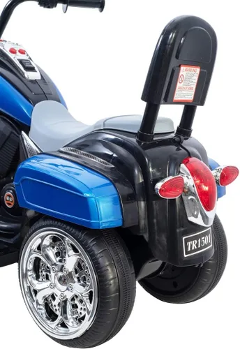 Vista 7 de Freddo Motocicleta de juguete, triciclo de motocicleta de 6 V con luces LED, bocinas hacia adelante/marcha atrás, 2 opciones de velocidad, juguetes