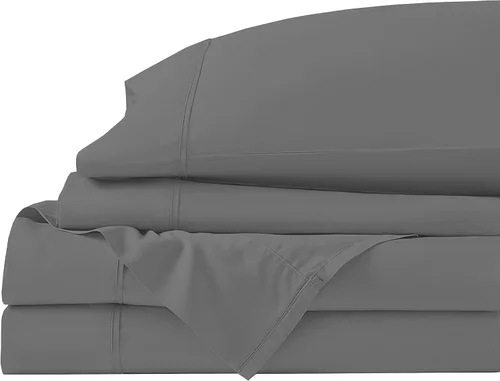 Vista 29 de Juego de cama de 5 piezas, 100% algodón egipcio de 600 hilos, fundas de almohada y sábana bajera con bolsillo extra profundo, ropa de cama suave