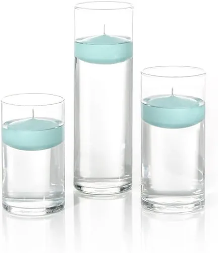 Vista 12 de yummi Juego de 18 velas flotantes y jarrones cilíndricos, color blanco